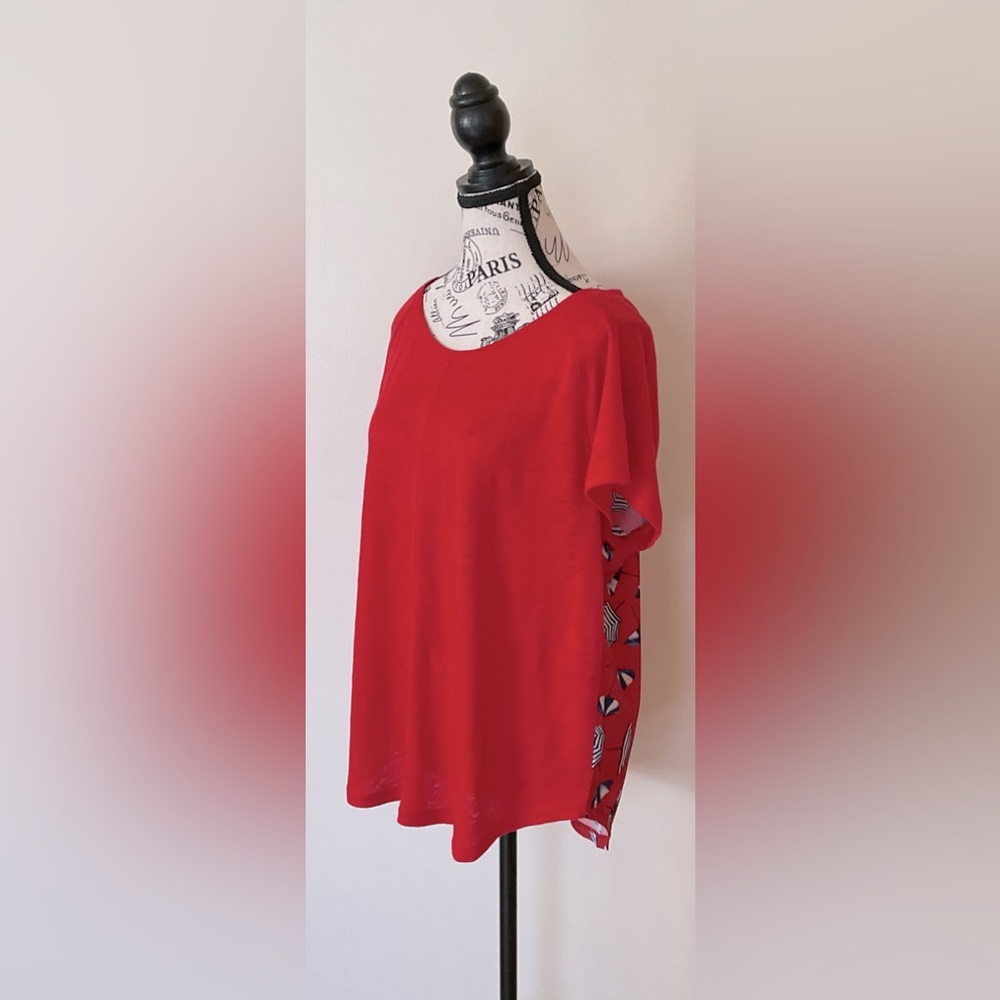 Cute TALBOTS Mixed Media Scoop Neck Top M